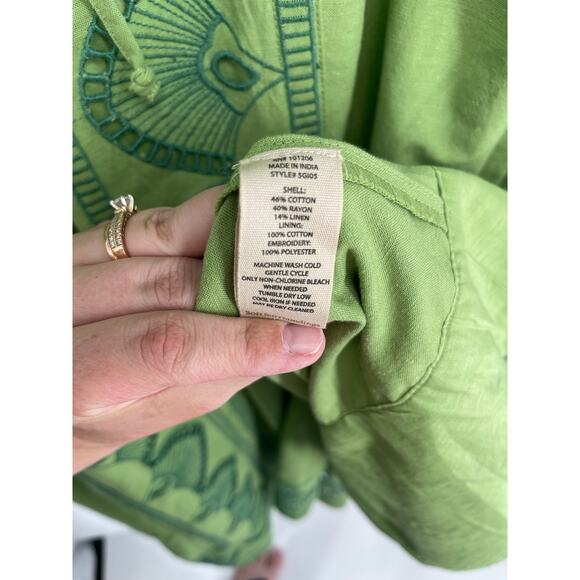 {Soft Surroundings} Ellison Linen Blend Maxi Dress Sleeveless Embroidered - Picture 7 of 7